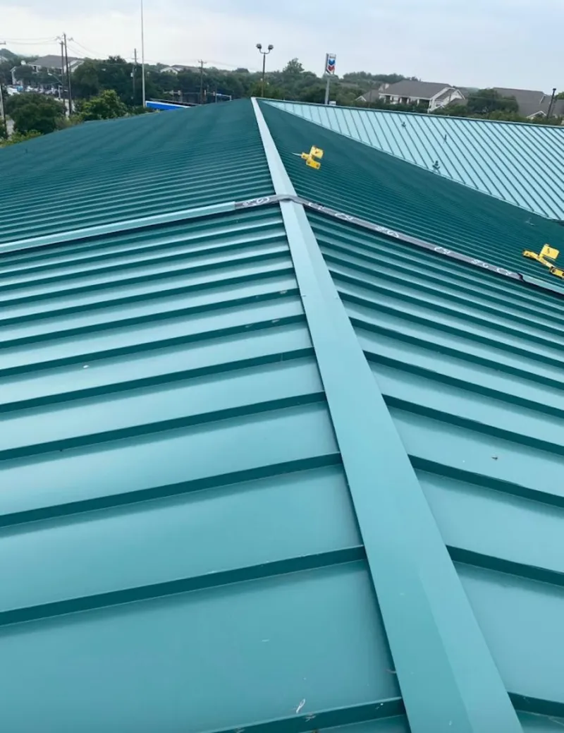 Green commercial metal roof ridge and valley for Metal Roof Repair in Wappinger